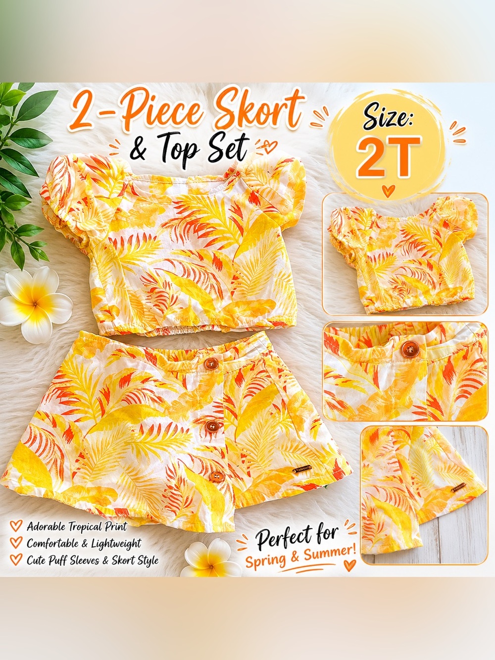 Toddler 2-Piece Tropical Skort & Top Set Size 2T